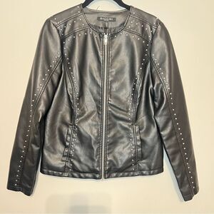 Baccini Black Vegan Leather Studded Jacket